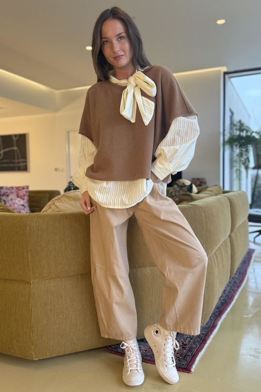 Nantucket Stripe Tie Neck Blouse Lemon